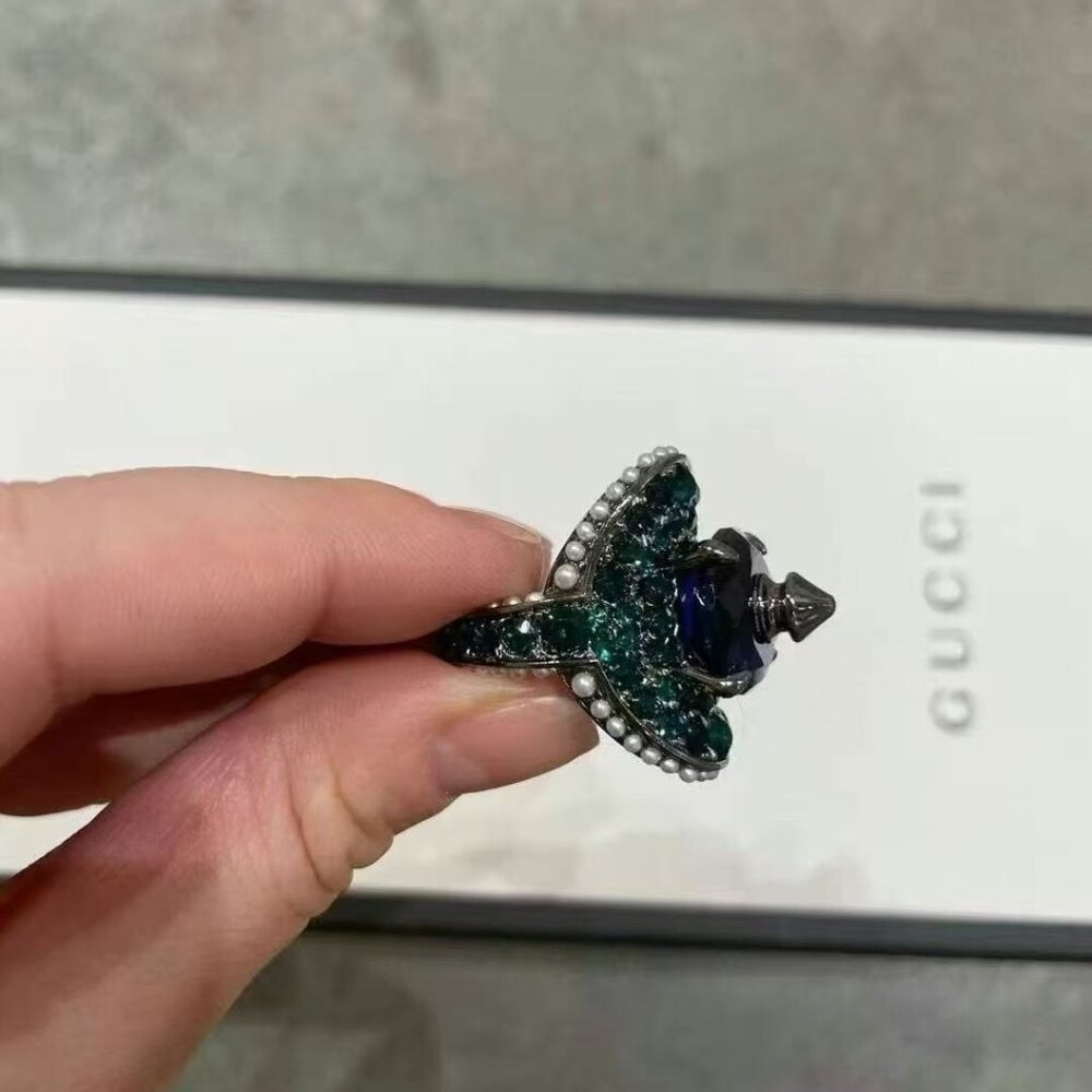 Nib Authentic Gucci Ring With Stud And Crystals I… - image 3